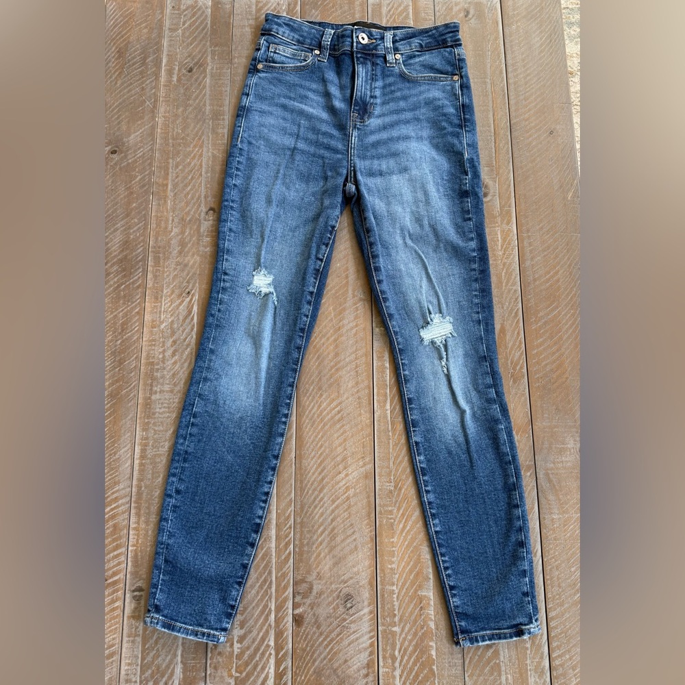 Kendall & Kylie Dark Blue Distressed Skinny Jeans